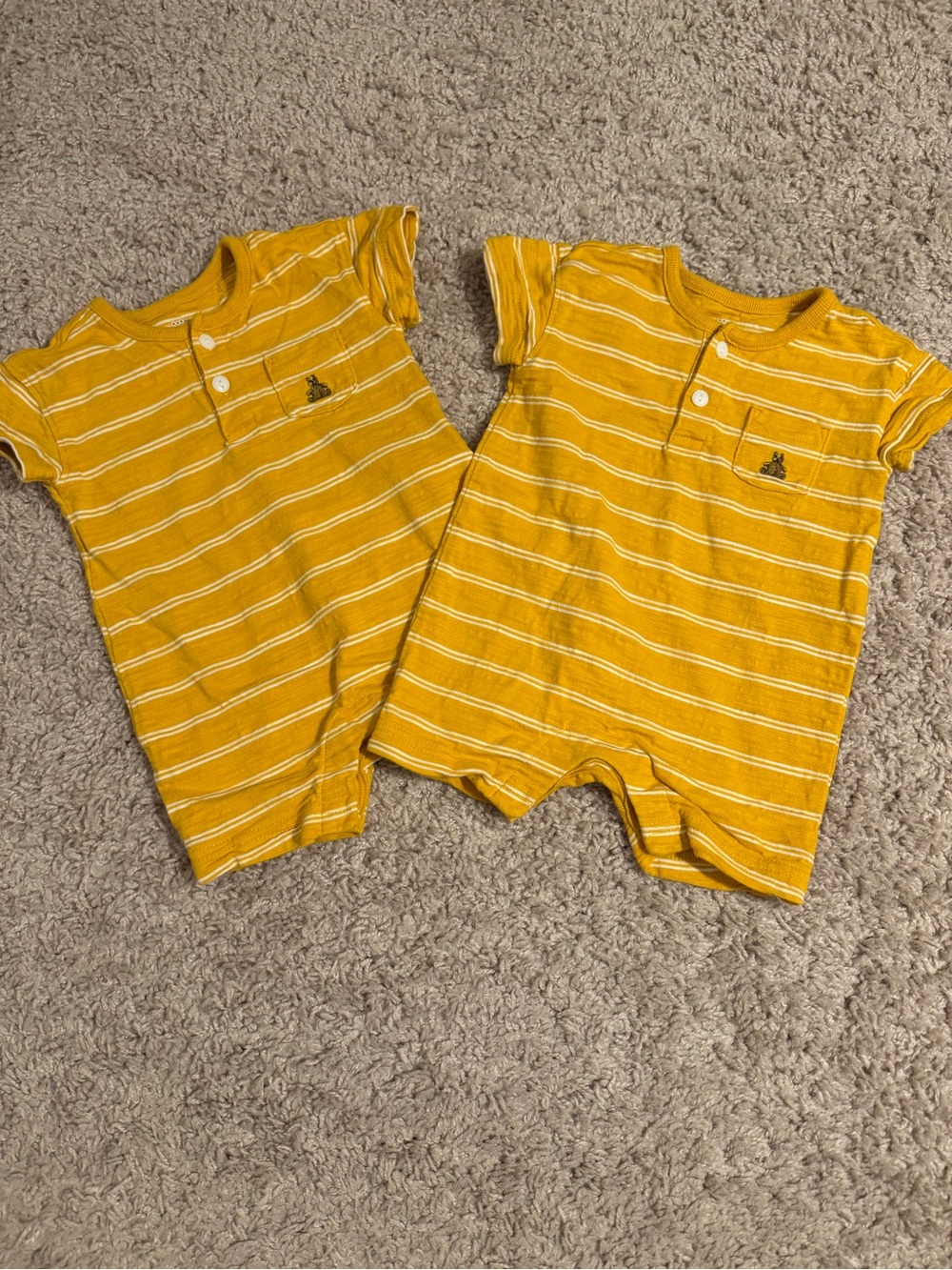 BabyGap Yellow Striped Baby One-Piece Romper-set of two